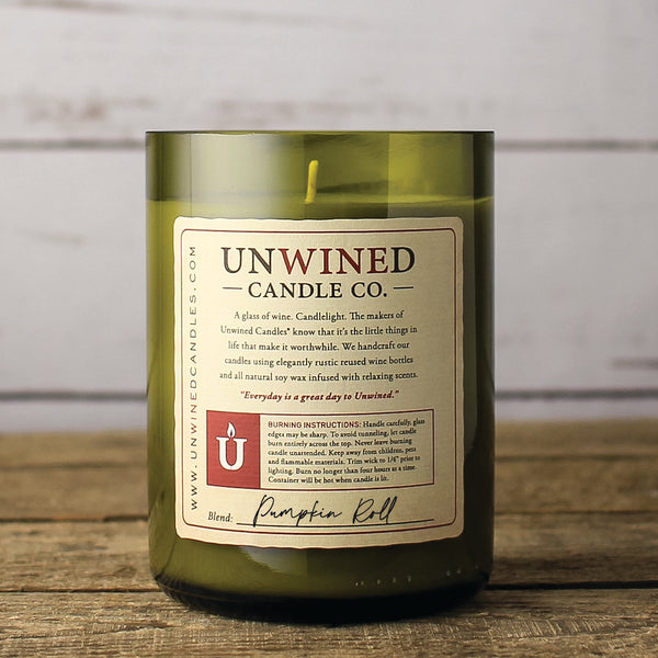 Pumpkin Roll soy wax candle in reused wine bottle – Unwined Candles